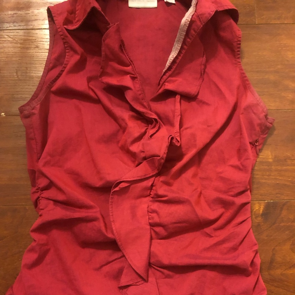 V neck ruffle dress shirt.